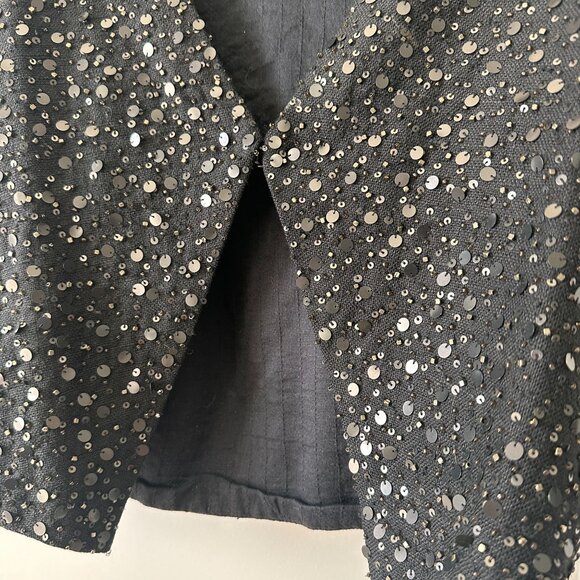 Eileen Fisher Black Sequin Silk Matka Vest Racerback Hook & Eye Closure S - Picture 5 of 8